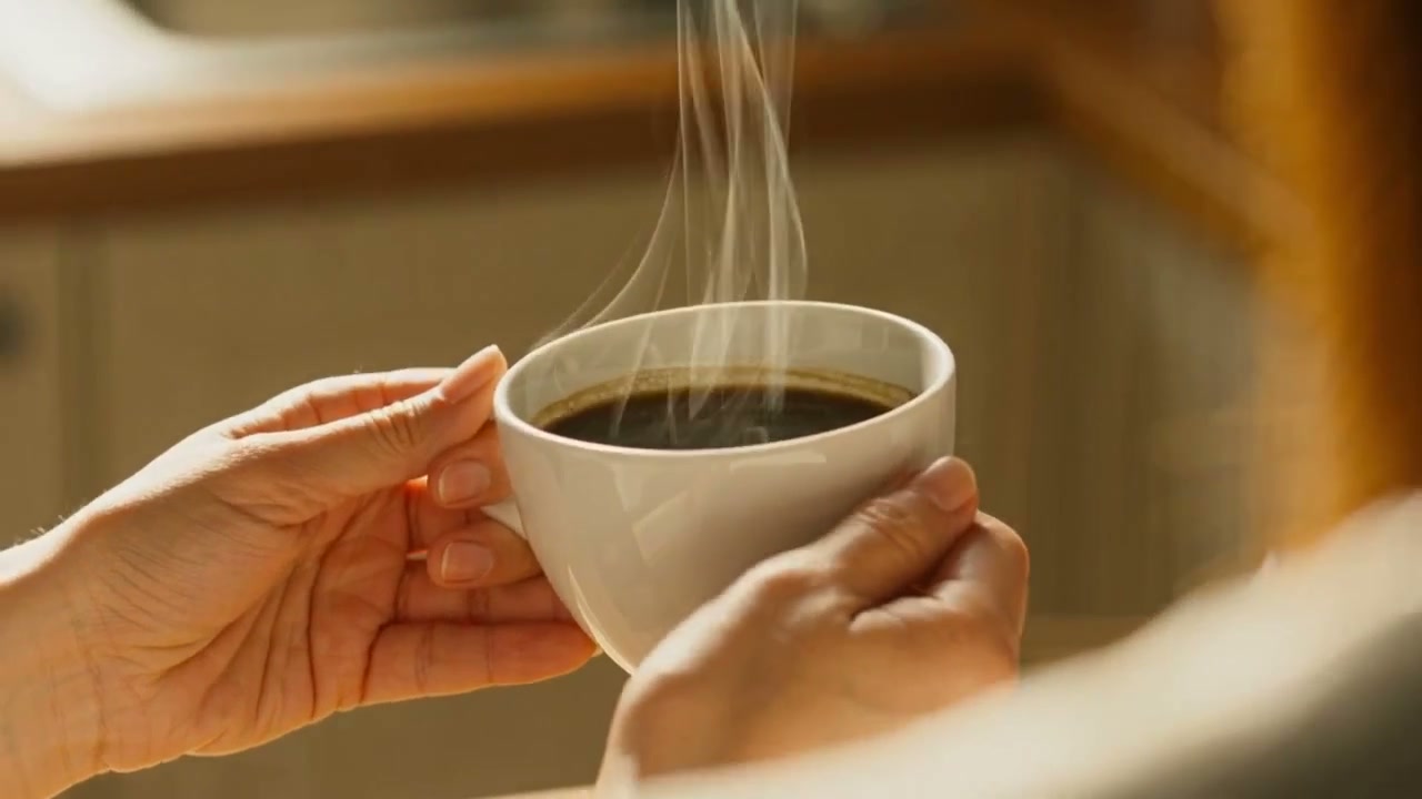 A warm cup of coffee, the opening shot
